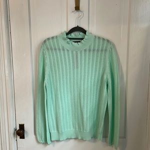 J. Crew | Sweater | Pointelle ruffle mockneck sweater